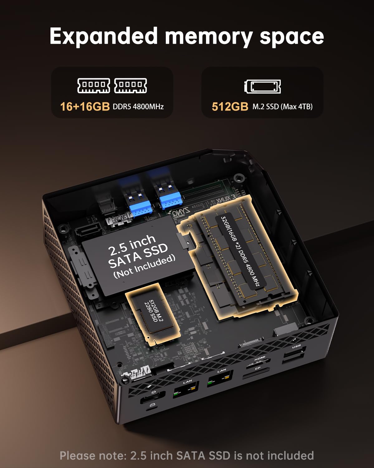 NiPoGi AM06 PRO Mini PC 32GB DDR4 512GB M.2 SSD, АMD Ryzen 7 6800H